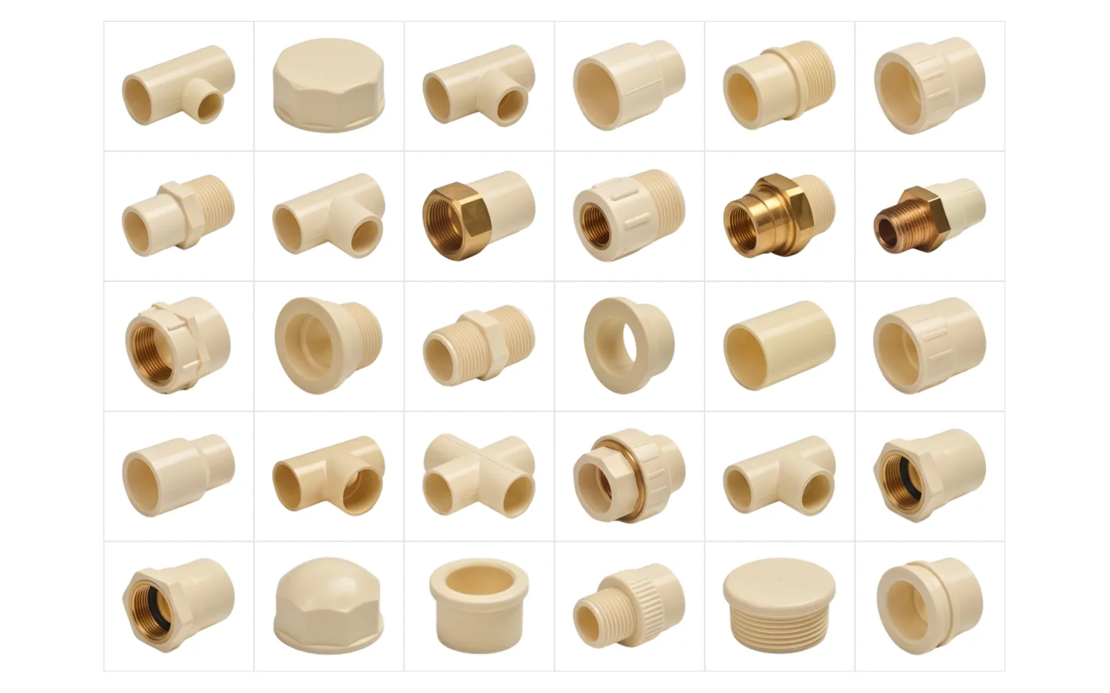 CPVC Fitting range, plastic parts made on SolidForm injection moulds