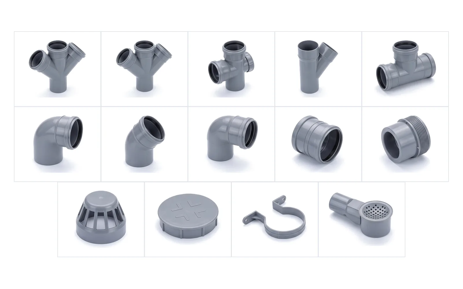 SWR Fitting range, plastic parts made on SolidForm injection moulds