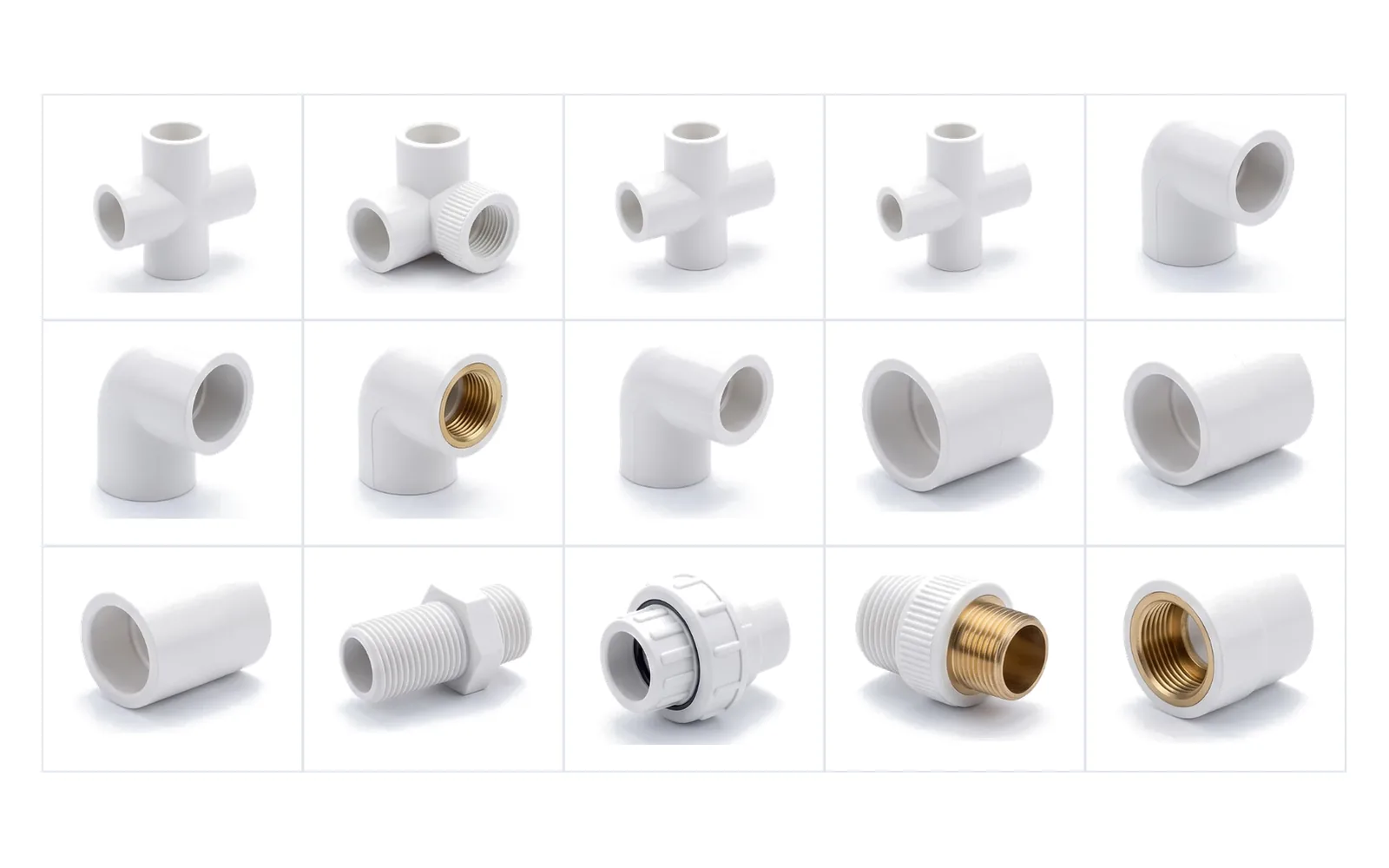 UPVC Fitting range, plastic parts made on SolidForm injection moulds